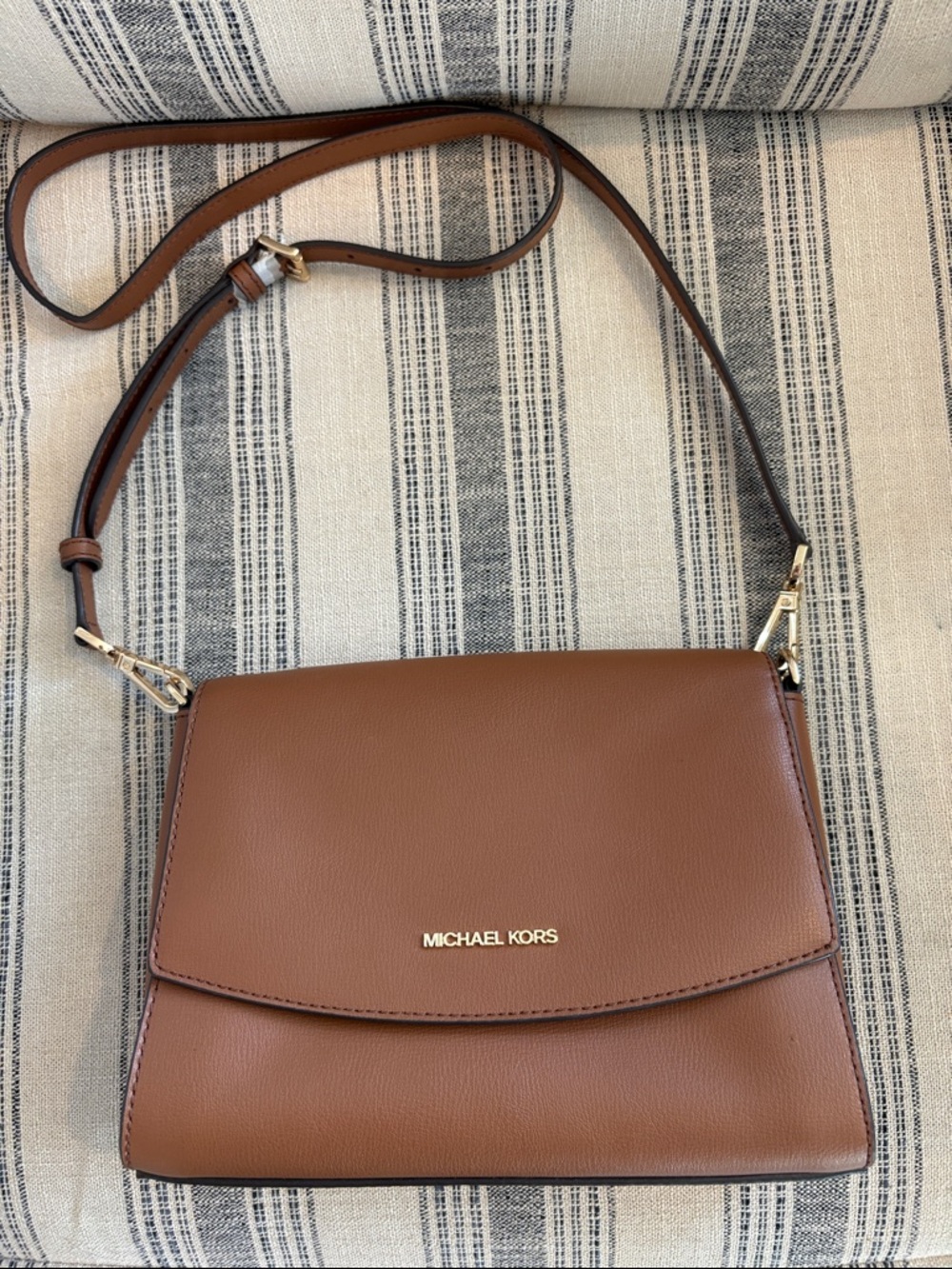 Michael Kors Cognac Leather Crossbody with Gold Hardware